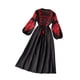 thumbnail image 5 of Vestido Bohemio Jinwen Manga Larga Suelto Informal Cuello Redondo Algodón Lino Negro, 5 of 8