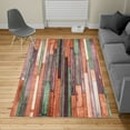 thumbnail image 2 of Wooden Print Turkish Area Rug, Brown Old Hardwood Floor Plank Grunge Lodge Garage Natural Rural Graphic, Soft Carpet for Living Room Decor with Distressed Look, 4' X 5.7', Cinnamon Peach, by Ambesonne, 2 of 4