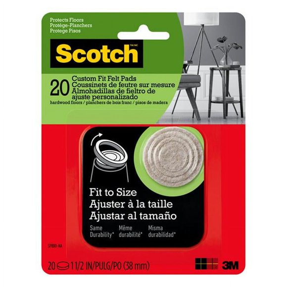 Scotch 5036389 1.5 in. Round Felt Self Adhesive Protective Pad, Beige - Case of 20 - Pack of 6
