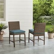Maykoosh Tuscan Temptations 2Pc Outdoor Wicker Dining Chair Set Navy/Weathered Brown - 2 Dining Chairs