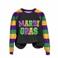 thumbnail image 5 of Sexlip Womens Long Sleeve Sweatshirt Mardi Gras Letter Print Design Contrast Sleeve Soft Fabric for Casual Wear Black M, 5 of 5