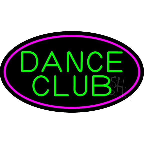 Green Dance Club Pink Border LED Neon Sign 13 x 24 - inches Black Square Cut Acrylic Backing, with Dimmer - Premium built indoor Sign for Strip Club, Dance club, Décor, Bar.