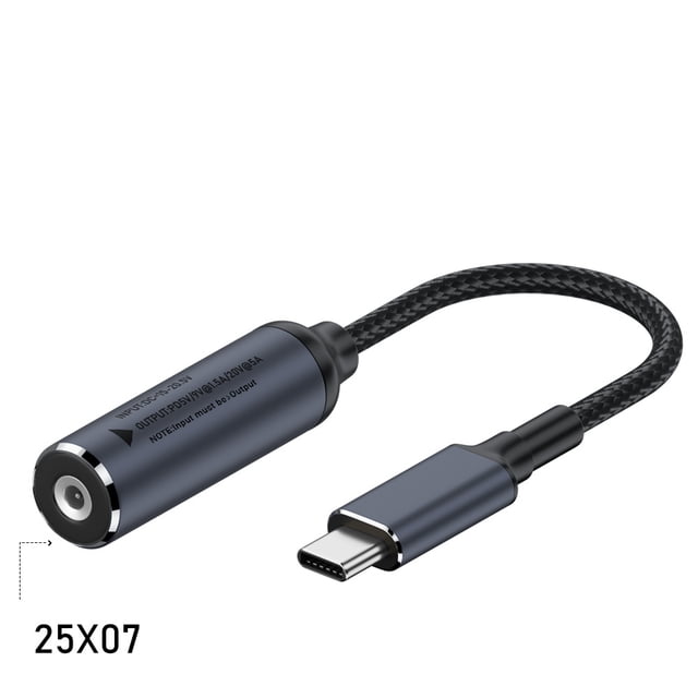 Cable adaptador para computadora portátil PD100W, interfaz de CC a cable de conversión tipo C, fuente de alimentación de CC, segundo puerto de carga tipo C