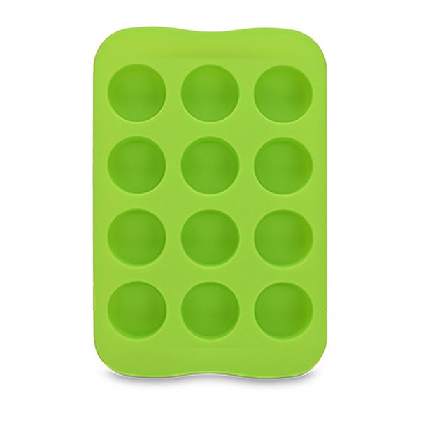 Molde para bandeja de 12 cubitos de hielo Leott, redondo, verde, con rejilla para hielo de cocina, molde de silicona caliente para congelar, molde para hacer pudín, gelatina y chocolate, 12 cubitos