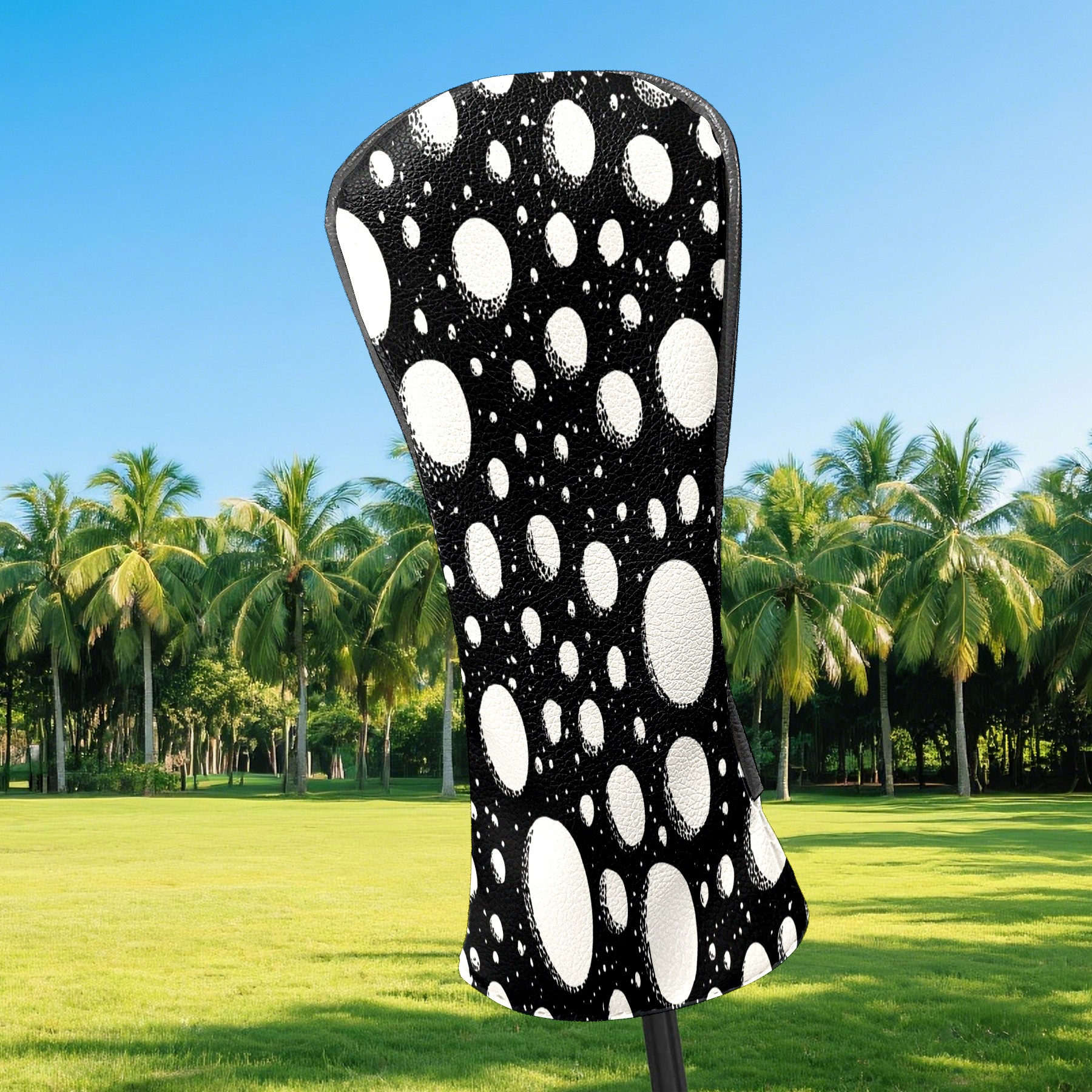 Golf Club Covers, Black Dot Premium PU Leather Driver Hybrid Putter Head Covers with Velvet Lining, Waterproof Golf Gifts for Men Women