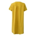 thumbnail image 5 of B91xZ Sundresses for Women Robe Maxi Décontractée à Manches Courtes Col Rond à Volants Ligne A pour Invité de Mariage, Jaune L, 5 of 5