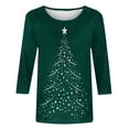 thumbnail image 5 of Fiudx Ofertas de La Semana Camiseta con Estampado Navideño a La Moda para Mujer, Blusa con Mangas 3/4, Tops Informales con Cuello Redondo, 5 of 5
