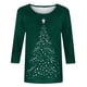 thumbnail image 5 of Camisetas de Navidad para Mujeres, 3/4 Manga Cuello Redondo Blusa con Estampado de Vacaciones, Top de Moda Casual, 5 of 5