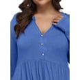 thumbnail image 3 of FASHIONWT Women Plus Size Long Sleeve V-Neck Pleated Flowvy Henley T-Shirt, 3 of 4