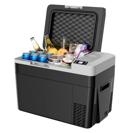 Simzlife 12 Volt Car Refrigerator  32Qt Portable Fridge with 12/24V DC & 110-240V AC 7?~50? Freezer Fridge Cooler for RV Camping Travel  Truck Outdoor  Home Black