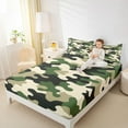 thumbnail image 4 of jejeloiu Farmhouse Rustic Camo Queen Sheet Sets,Green Beige Camouflage Bed Set For Men Women 4 Pieces, 4 of 7