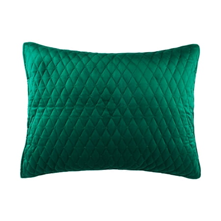 Levtex Home - Empire Standard Sham - Emerald Green - Velvet - Diamond Quilting - 20 x 26 in. - Polyester Velvet
