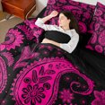 thumbnail image 4 of Manfei Bohemian Paisley Twin Bedding Sets 7pcs, Hippie Mandala Bedding Comforter Set, Black Pink Sheet Sets, Lightweight Room Decor, 4 of 8