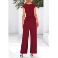 thumbnail image 2 of Mono PRETTYGARDEN de Verano para Mujer en Rojo Vino Acanalado, 2 of 8