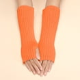 thumbnail image 2 of Mens Womens Gloves Winter Clothing Women Autumn And Winter Solid Color Multicolor Wool Long Striped Knit Half Finger Gloves, 2 of 4
