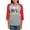 Heather/Red, variant on - I Stand With Ukraine Flag Amer Long Sleeve T Shirt - Womens Baseball Tee