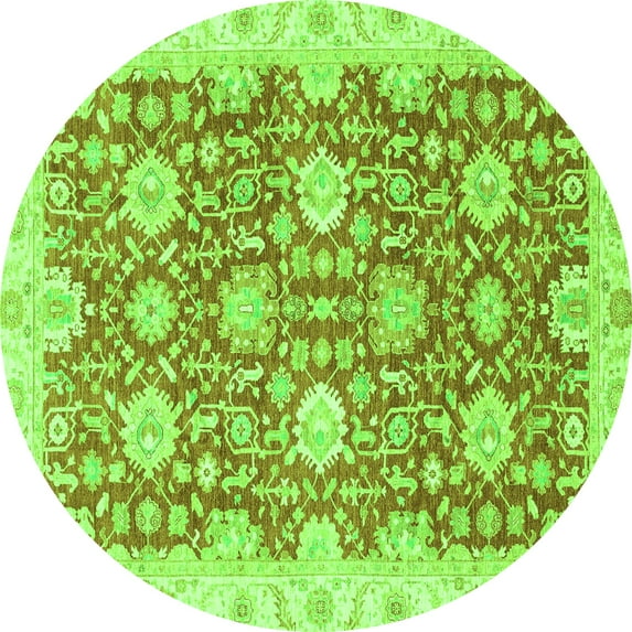 Ahgly Company Indoor Round Oriental Green Traditional Area Rugs, 3' Round