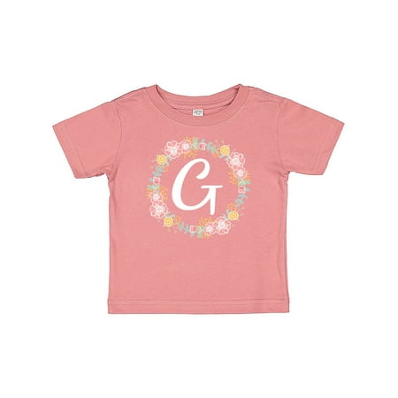 

Inktastic G Monogram Alphabet Letter Rose Floral Wreath Gift Baby Girl T-Shirt