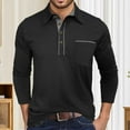 thumbnail image 2 of Men's Long Sleeve Polo Shirts Male Slim Fit Shirt Stylish Contrast Collar Casual Button Down Shirt With Chest Pocket For Fall Winter Tops Mens Shirts, 2 of 7