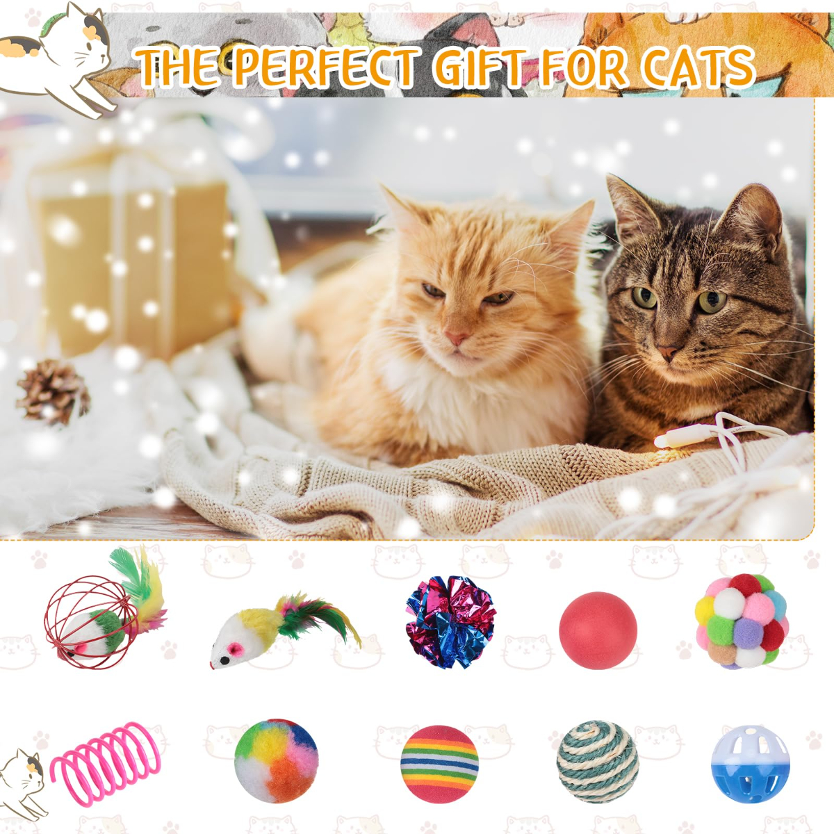 150 Pcs Cat Toys Bulk, Kitten Toys Assorted Cat Toy Variety Pack Cats Toy Bundle with Mice Rainbow Balls/Springs Crinkle Balls/Lattice/Sisal/Table Tennis/Plush/Caged Bell for Indoor Cats Kitty Kitten