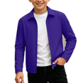 thumbnail image 3 of Husipze Boys Girls Lightweight Cardigan Jacket Full Zip Lapel Collar Windproof with Pockets Casual Water Resistant Fall Winter Outerwear Purple 9-10 Years, 3 of 10