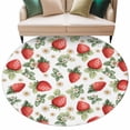 thumbnail image 6 of Red Strawberry Round Rug 8ft Washable Circle Rugs Non Slip Summer Fruits Farmhouse Leaves Floral Rustic Large Area Rug Indoor Floor Carpet for Bedroom Kitchen Living Room Home Office Dining Room, 6 of 8