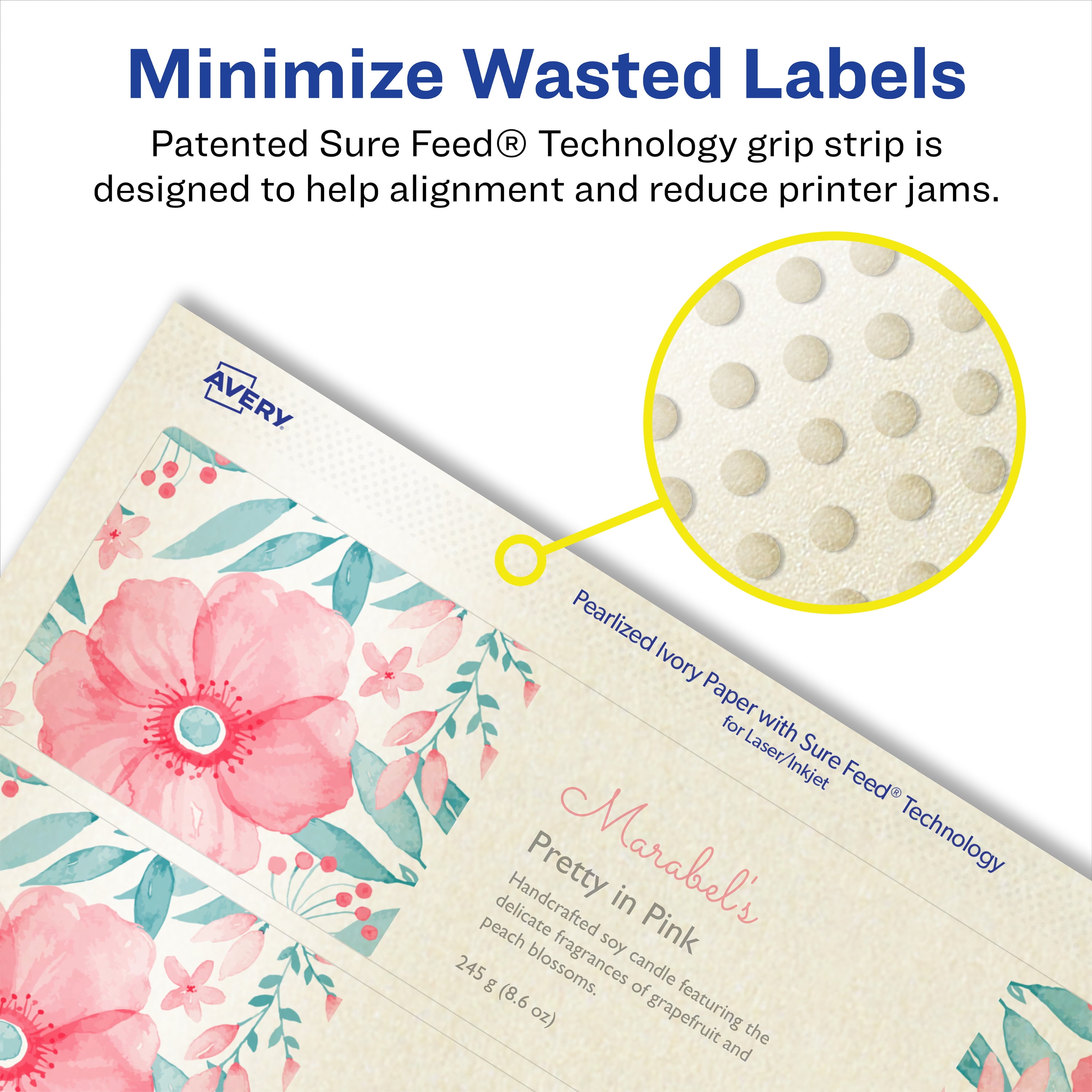 Avery Pearlized Ivory Rectangle Labels, 2.5" x 7", 30ct