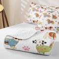 thumbnail image 4 of Homewish Cute Pet Dog Quilt King,Paw Print Heart King Coverlet Set,White,3 Pieces, 4 of 7