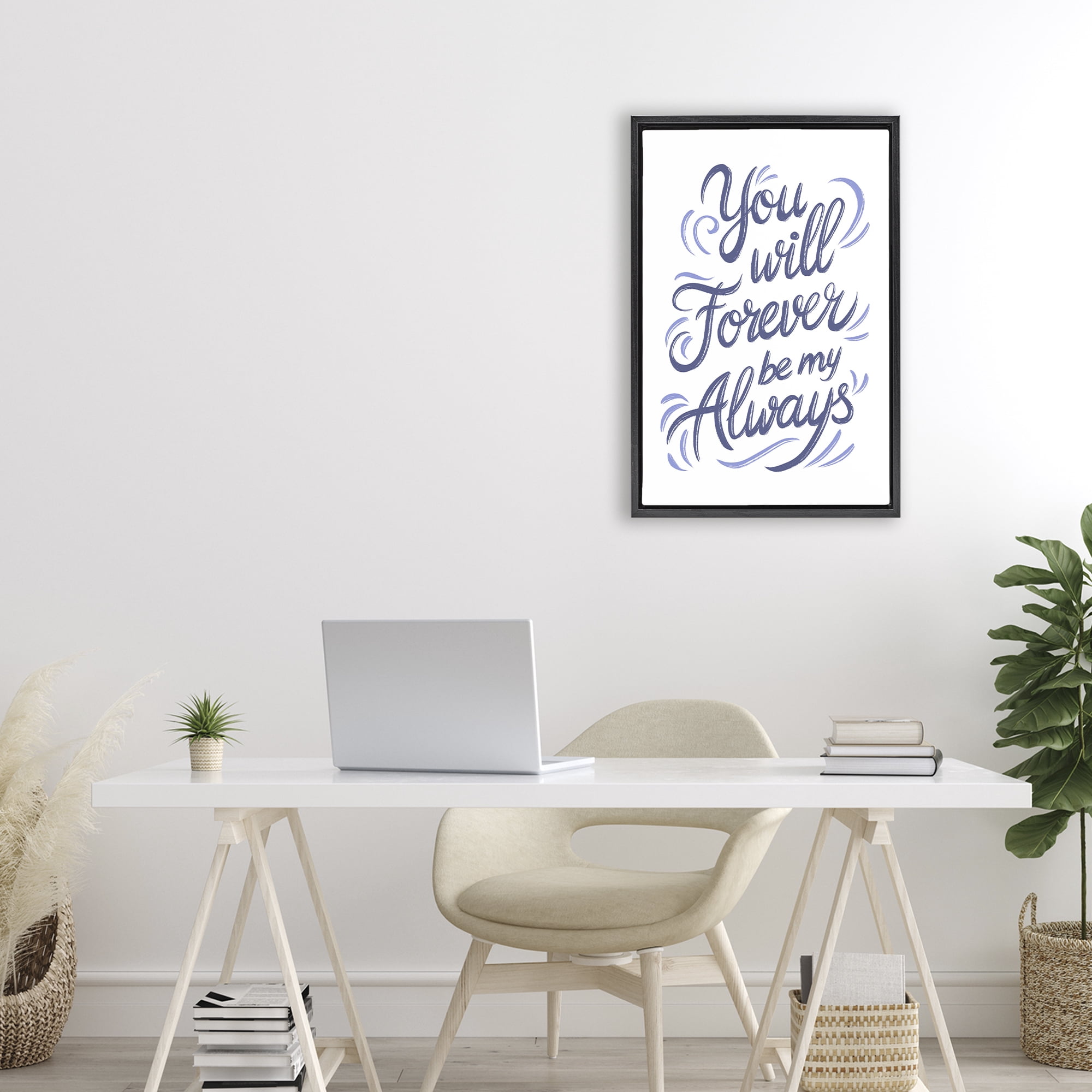 Stupell Industries Forever Be My Always Black Framed Floater Canvas Wall Art, design by Martina Pavlova