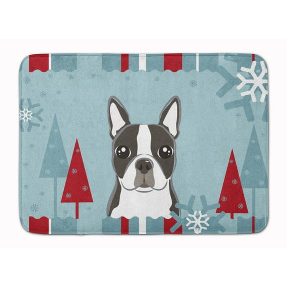 Carolines Treasures BB1699RUG Winter Holiday Boston Terrier Machine Washable Memory Foam Mat 19 X 27" multicolor