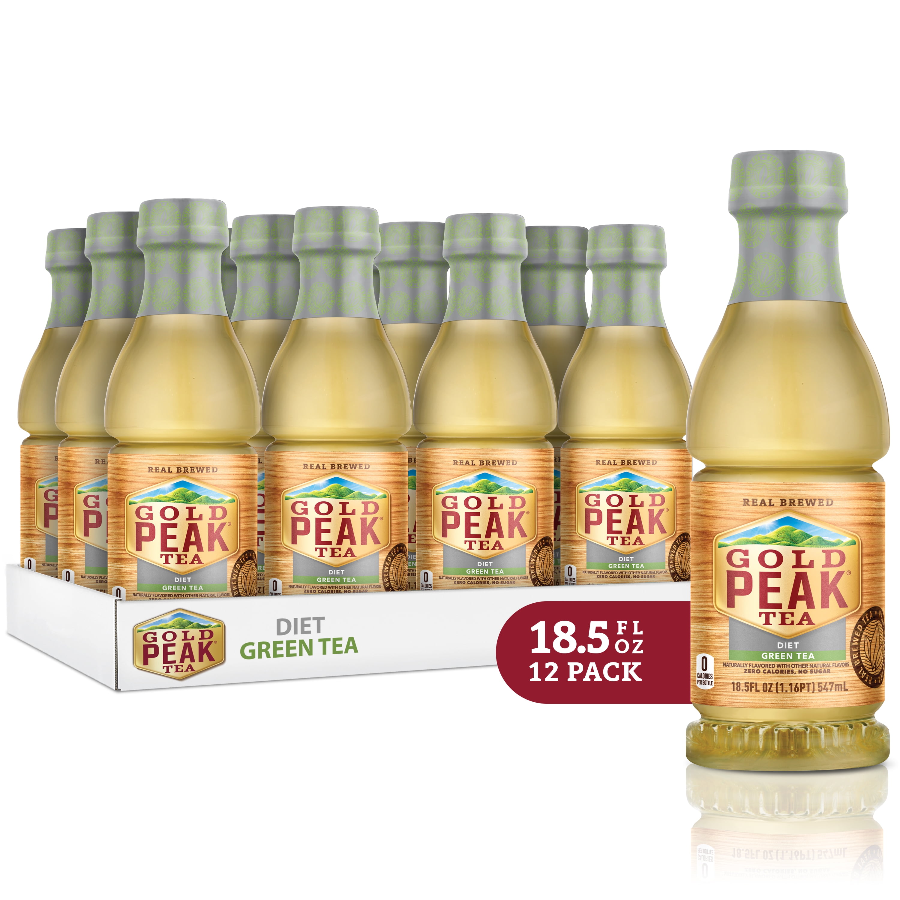 Gold Peak Diet Iced Tea, Green Tea, 18.5 Fl Oz, 12 Count