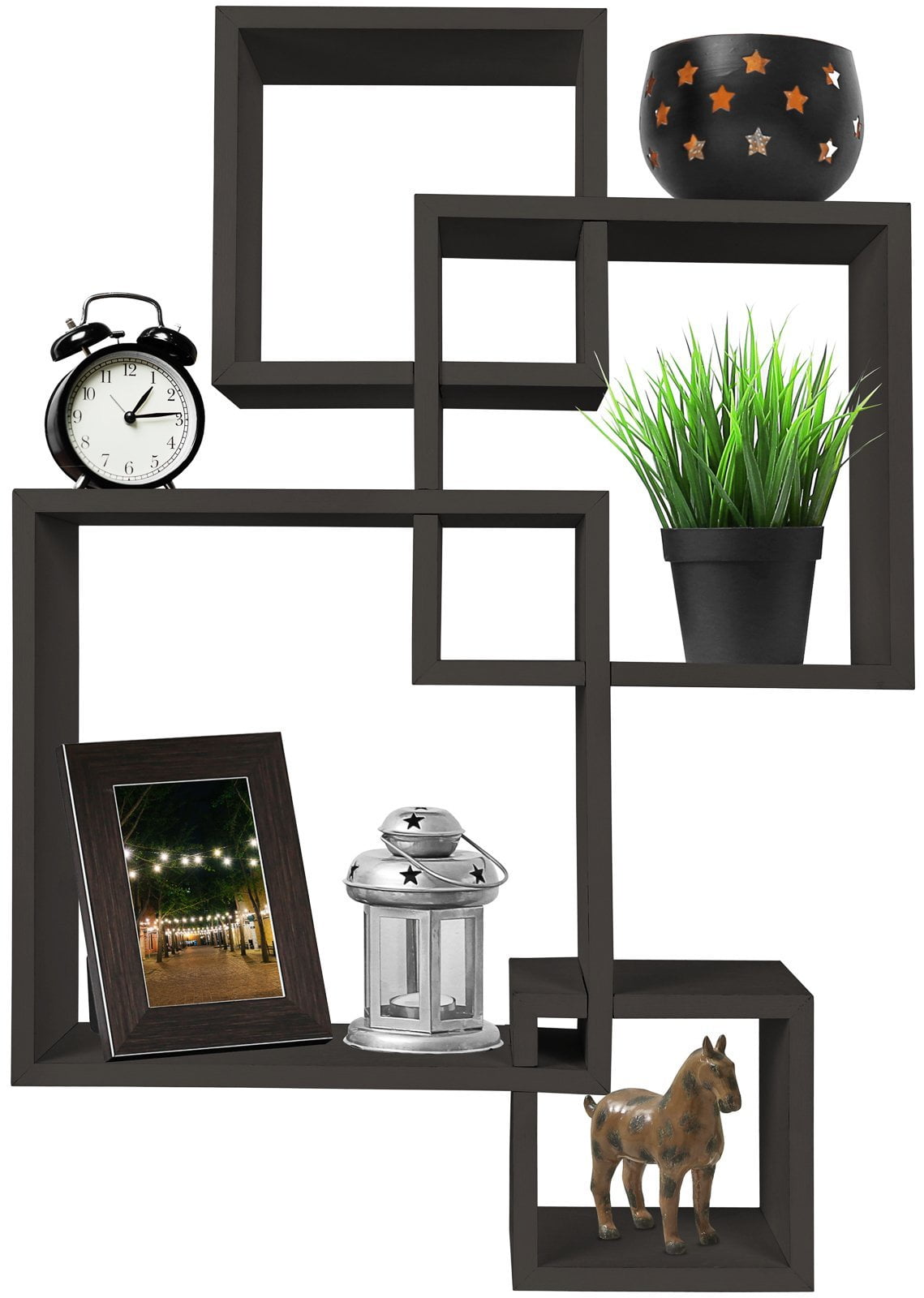 4 Cube Intersecting Wall Mounted Floating Shelf Home Furniture Decorate Espresso 