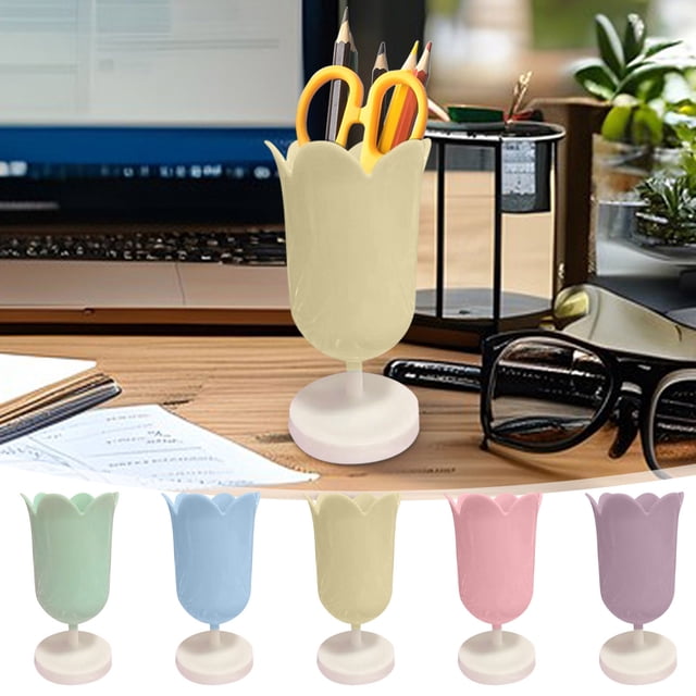 Pen Holder under $5! CQCYD Pen Container Makeup Brush Holder, Vintage Flower Design Organizer, Desktop Storage Bucket, Photo Prop Decoration, Study Table Office Organizer