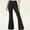 Black-1, variant on Sentmoon Stretchy Flare Leggings for Women Vintage Leopard Print Wide Leg Bootcut High Waisted Yoga Pants Boho Stretchy Casual Trouser Knitted Ribbed Leggings Summer Saving