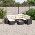 thumbnail image 1 of vidaXL 8 Piece Garden Sofa Set with Cushions Black Poly Rattan, 1 of 5