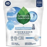 Seventh Generation Dishwasher Detergent Packs for safe and effective clean Free and Clear dishwashing packs in a resealable pouch 45 ct