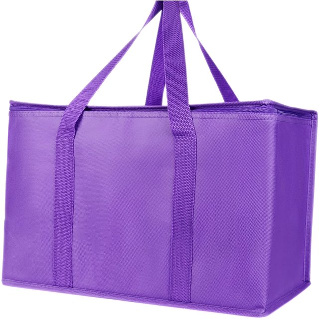Purple Lot de 4 TG-Large Sacs de Courses Isolés, Rouges, Réutilisables, Robustes, Fermeture Éclair, Pliables, pour Hommes, Femmes, pour instacart, pour doordash, pour Voiture, Recyclé