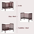 thumbnail image 2 of 3-in-1 Convertible Crib, Rustic Farmhouse Style, Certified Baby Safe Crib, Converts from Baby Crib to Toddler Bed, Daybed, and Full-Size Bed, 3 Adjustable Mattress Heights, Espresso, 2 of 9