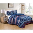 thumbnail image 1 of Kids Zone Home Linen Bedspread Set Navy Blue Red White Ships Rope Anchor Stripes New (King/Cal King), 1 of 4