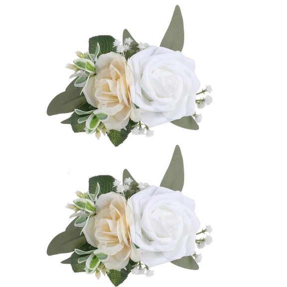 LICEWO Realistic Silk Flower Wedding Cake Toppers Decorative Flowers for Reception Table Arrangement 2PCS Corsage Making Props