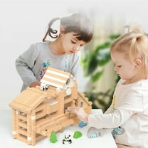 Fjnjuu Wooden Geometry Puzzle Puzzle Early Education Mortise and Structure Building Block House Construction Assembly Montessori-Inspired Educational Stacking Blocks Toys for Kids