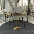 thumbnail image 2 of LeisureMod 27" Round Bar Height Dining Table with MDF Top Pub Table and Gold Stainless Steel Pedestal Base for Modern Kitchen and Dining Room Verve Collection in Dark Maple, 2 of 9