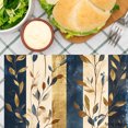 thumbnail image 3 of Amarainy Navy Blue And Gold Leaf Pattern Linen Table Mats Set Of 4 For Home Kitchen Table Decor 12x18 inch, 3 of 5