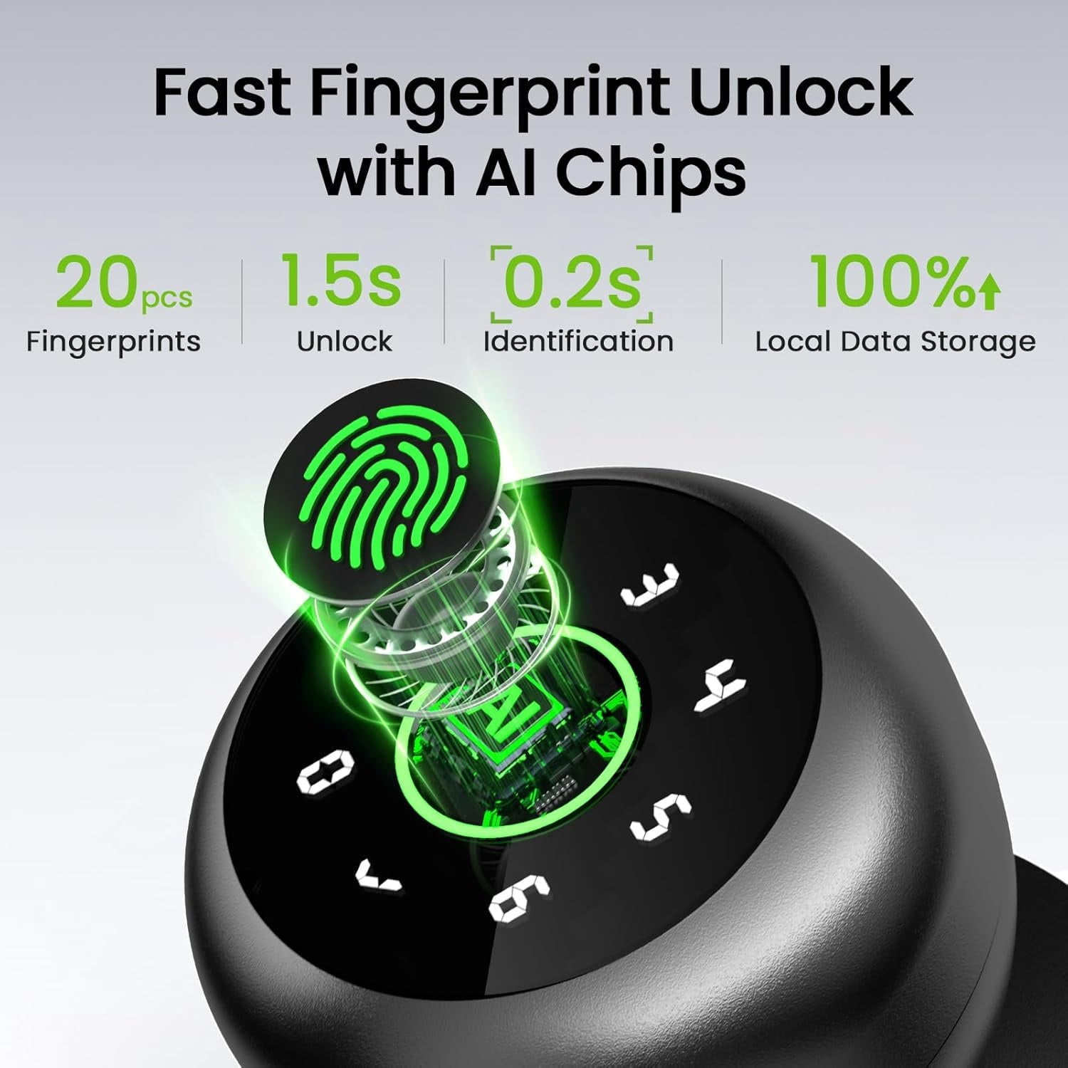 Smart Fingerprint Door Lock, 4 in 1 Smart Fingerprint Door Knob with Keypad, App Control, Auto Lock, Biometric Door Knob with Lock for Bedroom, Apartment, Garage, Home & Office