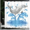 thumbnail image 4 of Ambesonne Dolphin Shower Curtain, Animal Sealife Cartoon, 69"Wx70"L, Blue Grey, 4 of 5