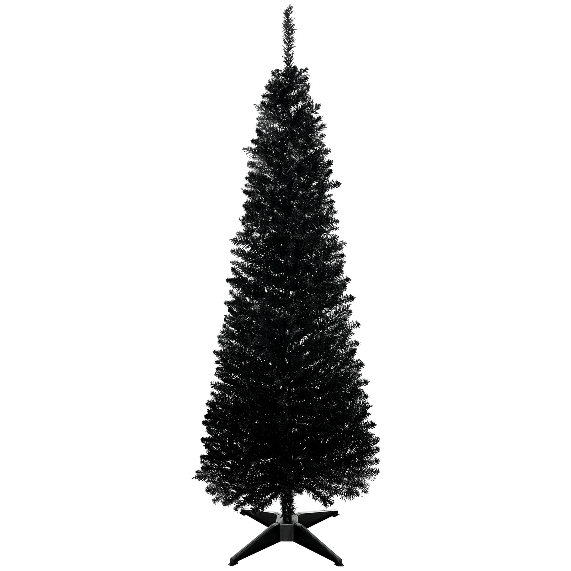 5' Artificial Pencil Christmas Tree, Slim Xmas Tree with 294 Realistic Branch Tips and Plastic Stand, Black
