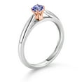 thumbnail image 3 of Gem Stone King 925 Silver and 10K Rose Gold Blue Tanzanite Solitaire Engagement Ring for Women (0.18 Cttw, Gemstone December Birthstone, Round 3.5MM, Size 5), 3 of 4