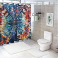thumbnail image 7 of Patifu Butterfly Bathroom Décor Set with Hooks, Graphic Print 100% Polyester Washable Shower Curtain, Independence Day Theme 36"x72, 7 of 7