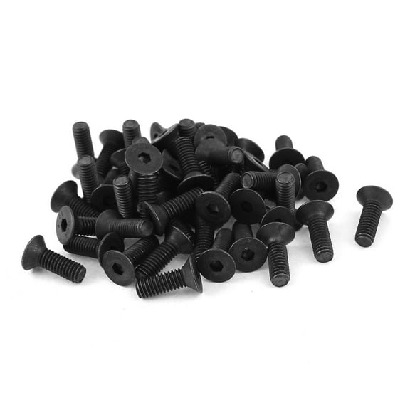 50Pcs Black M4 x 12mm Alloy Steel Hex Socket Flat Head Countersunk Screws Bolts