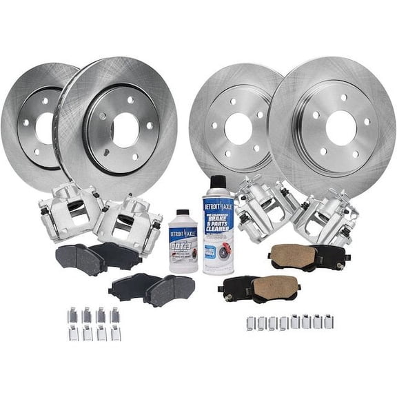 Front and Rear Brake Pad Rotor and Caliper Set - Compatible with 2008 - 2012 Dodge Grand Caravan 2009 2010 2011